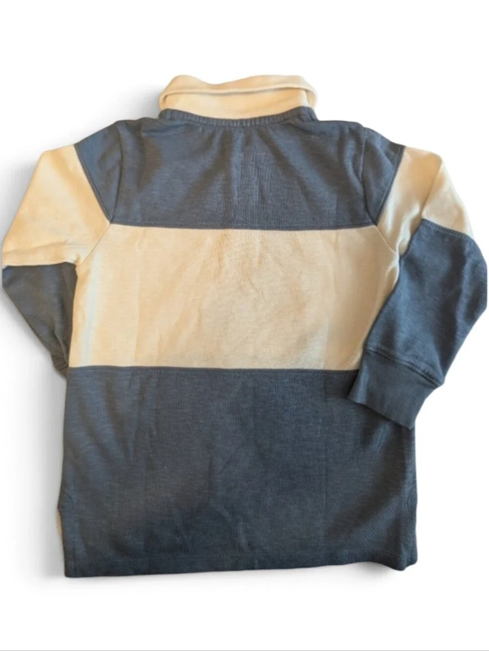 Striped Long-Sleeve Rugby Shirt for Kids - Blue & Cream 5Y